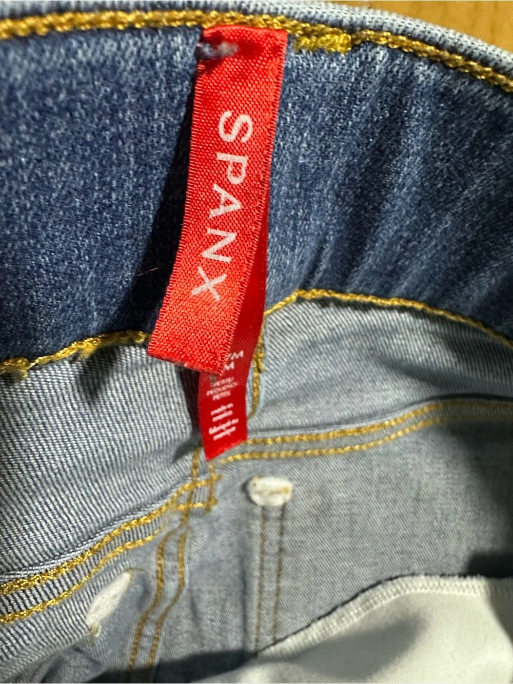 SPANX Petite Wide Leg Jeans Medium Wash High Rise Pull On Pants M - Picture 9 of 10